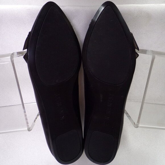 NINE WEST size 6M NW7SPLENDOR black point-toe ballet flats leather uppers - Picture 15 of 16